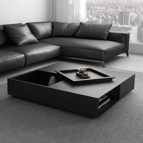 طاولة قهوة تارمون خشبية بتصميم هندسي عملي