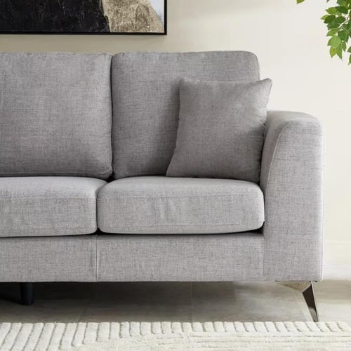 كنبة فيوريلا 3 مقاعد قماش كتان لون رمادي بارجل معد...