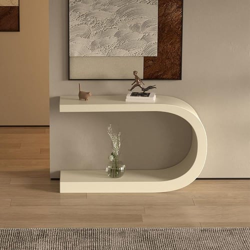 كونسول أوفي خشب بتصميم منحني عصري مقاس 120x30x75 س...