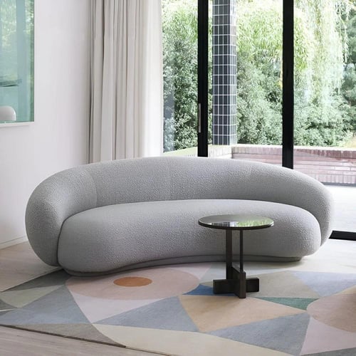 كنبة بوكليه ثلاثية فاخرة بتصميم نصف قمري من ماري