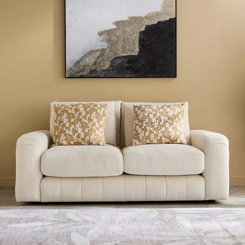 كنبة كارڤونا مقعدين قماش بوكيلة لون كريمي مع 2 وسا...