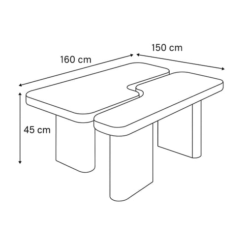طقم طاولات إلوريا بتصميم عصري بسطح بيح فاتح وقاعدة...