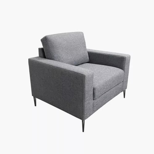 كرسي بمساند ذراعين قماش كتان لون رمادي غامق من مار...