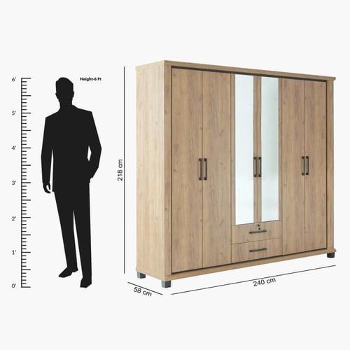دولاب ملابس بلفورت خشب 6 أبواب بدرجين ومرايا وقفل...