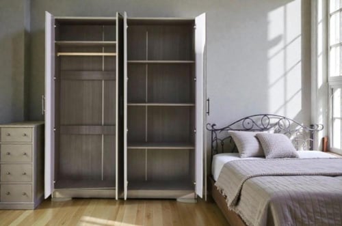 دولاب ملابس مونيلا خشب لون رمادي داكن 4 باب بتصميم...