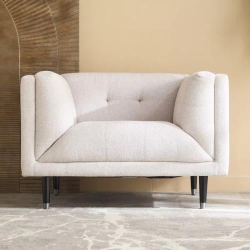 كنبة كاليستا بمقعد قماش بوكليه لون كريمي و رمادي ب...