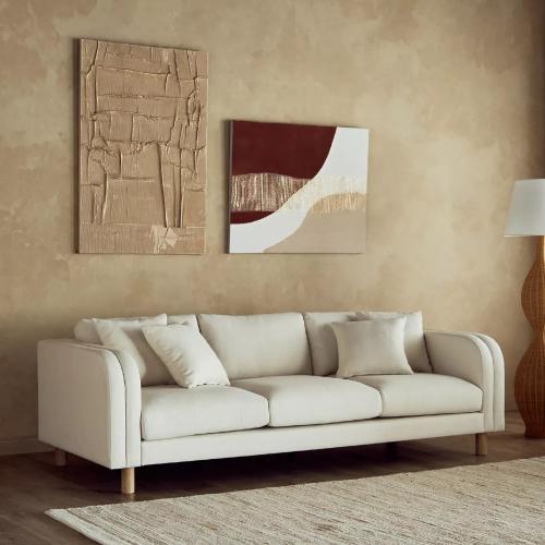 كنبة شانيل ثلاثية فاخرة لون بيج من روستيك