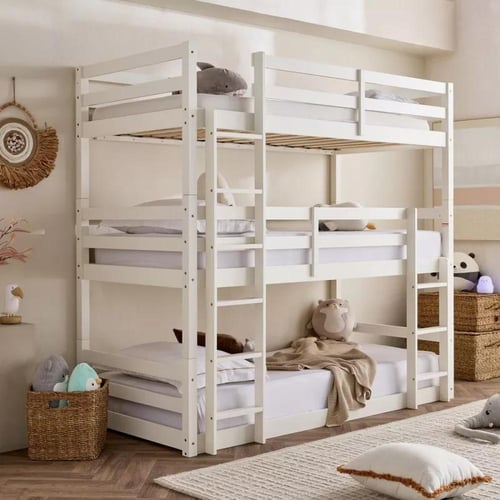 سرير أطفال أرلينا 3 طبقات بمستوى الأرضية من خشب صل...