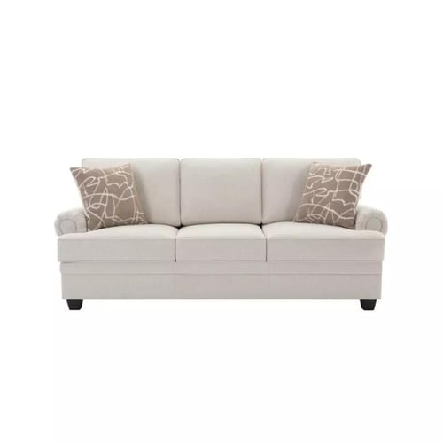 كنبة سانتوس 3 مقاعد مع وسادتين قماش لون بيج فاتح ب...