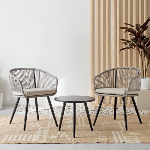 طقم شرفة مقعدين مع وسائد للمساحات الخارجية من فريس...