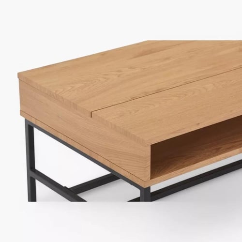 طاولة قهوة زيلمورا ذات سطح قابل للرفع خشب بيج بأرج...