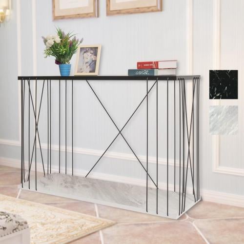 طاولة كونسول خشب وحديد انديانا - رخامي أسود وأبيض