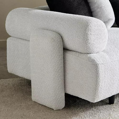 كنبة سيرينا 3 مقاعد و5 وسائد قماش بوكلية لون رمادي...