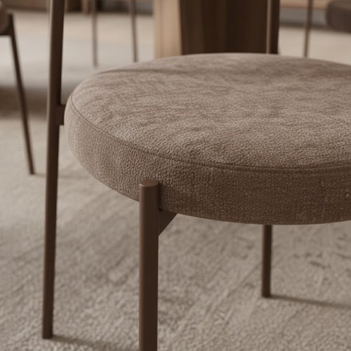 طاولة طعام لياندرا خشب بني مع 10 كراسي قماش بني فا...