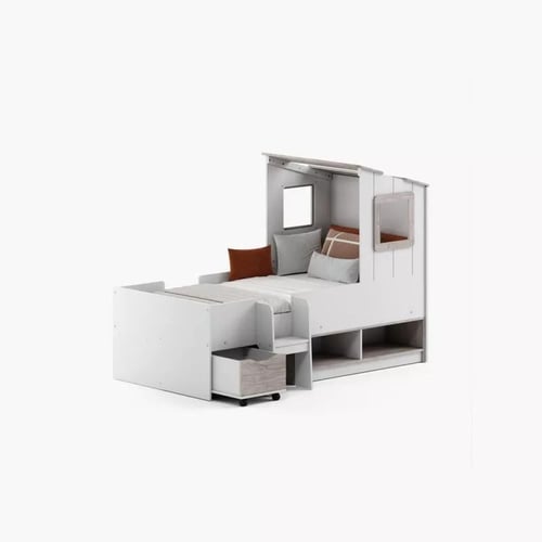 سرير فردي بمساحة تخزين وبتصميم منزل من مودينا - 90...