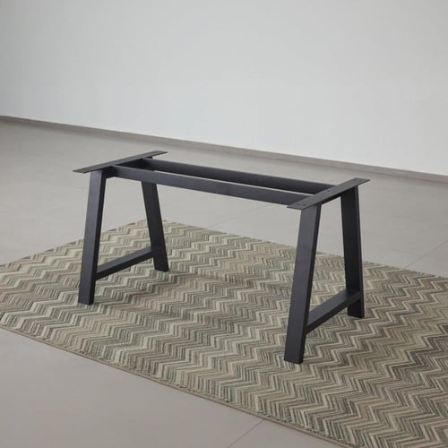 طقم طاولة سفرة بتصميم A خشب هندسي مع 6 كراسي قماش...