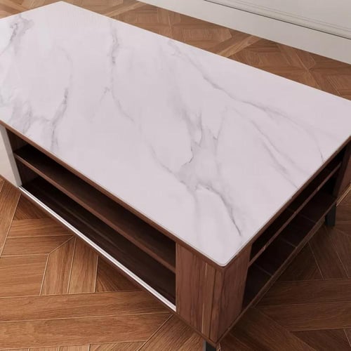 طاولة قهوة لوريناي سطح و درج من الحجر الملبد مع رف...