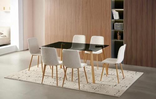 طاولة طعام لا كونتيسا سطح زجاج مضلل مستطيل براجل خ...