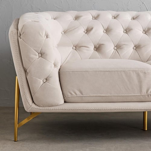 طقم كنب قطعتين أرفيلا قماش لون كريمي بارجل معدنية...