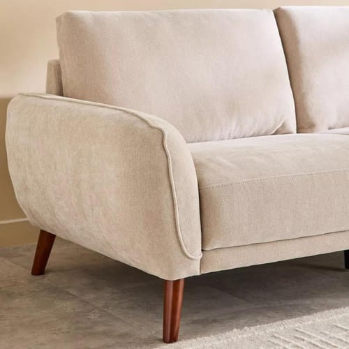 كنبة بيليسا 3 مقاعد قماش شانيل ناعم لون بيج بارجل...