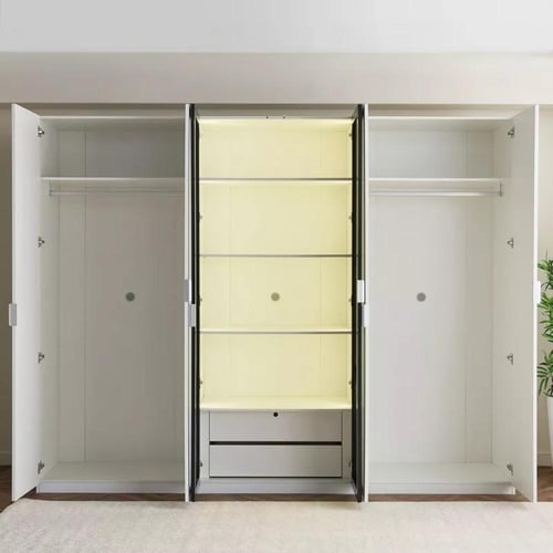 دولاب ملابس ذكية 6 أبواب بزجاج شفاف ودرجين من أليك...