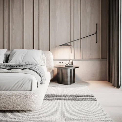 سرير سونك نفر و نص منجد بقماش بوكليه لون بيج