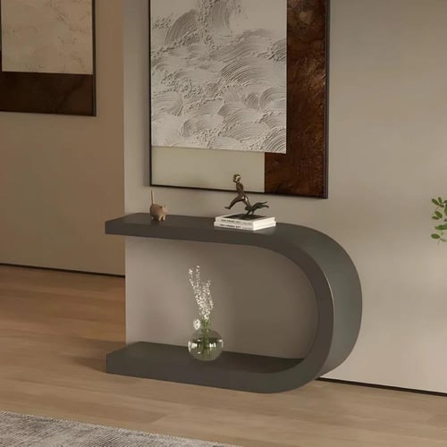 كونسول أوفي خشب بتصميم منحني عصري مقاس 120x30x75 س...