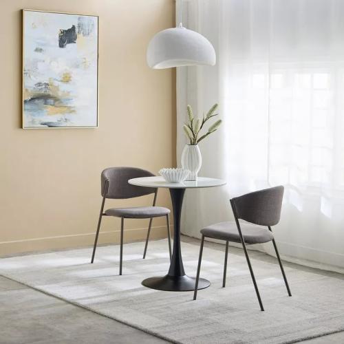 طقم طاولة سفرة مستديرة حجر ملبد بقاعدة معدن اسود م...