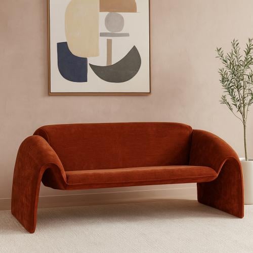 كنبة ثنائية بتصميم دائري قماش مخملي ناعم وفاخر ستا...