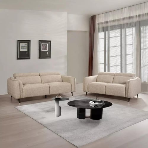 كنبة زيرينا 3 مقاعد بمسند رأس قابل للتعديل قماش كت...