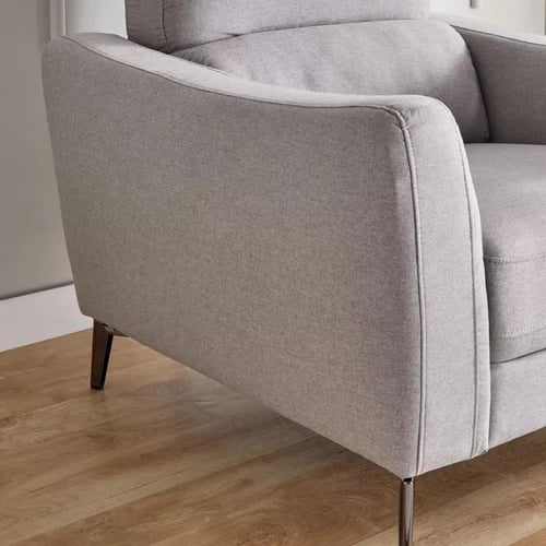 كنبة اورما بمقعد واحد قماش مخملي لون رمادي بأرجل م...