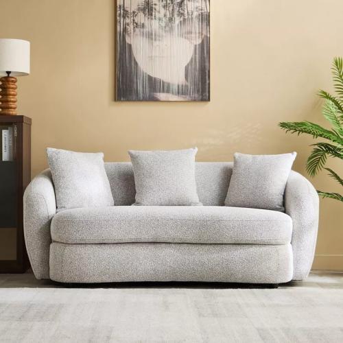 كنبة بيانكا بمقعدين مع 3 وسائد قماش بوكلية لون رما...