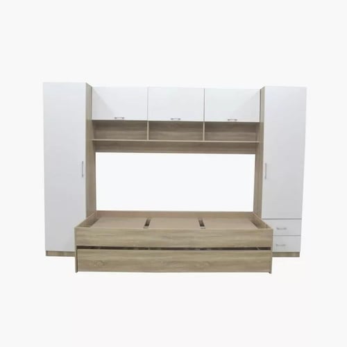 سرير كابينة فردي مع كابينة حائط كاملة ووحدة سرير ق...