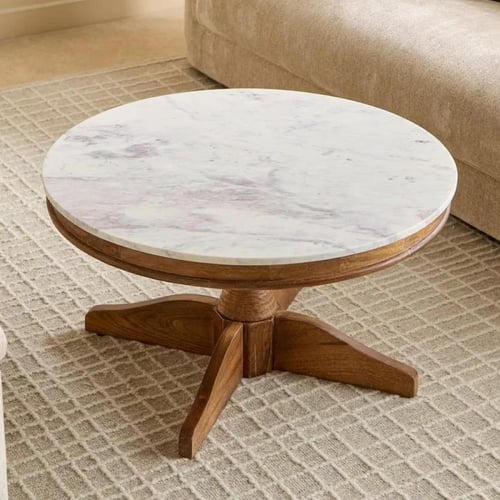 طاولة قهوة تيرزيونـا بسطح رخام أصلي مستدير مع قاعد...