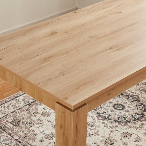 طقم طاولة سفرة خشب هندسي 8 كراسي قماش بأرجل خشب -...