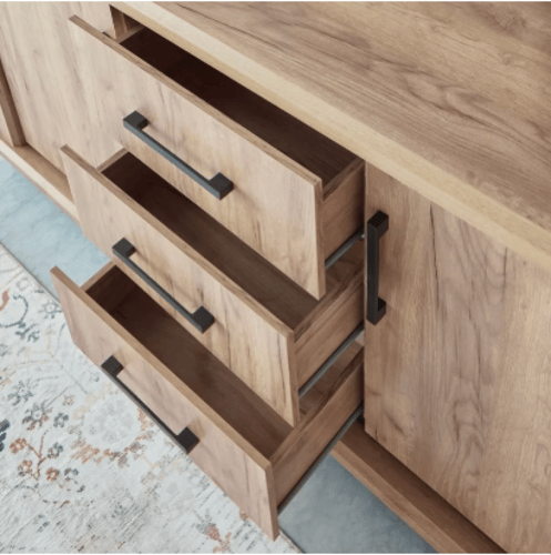 خزانة بوفيه جانبية بلفورت بـ3 أدراج وبابين خشب لون...