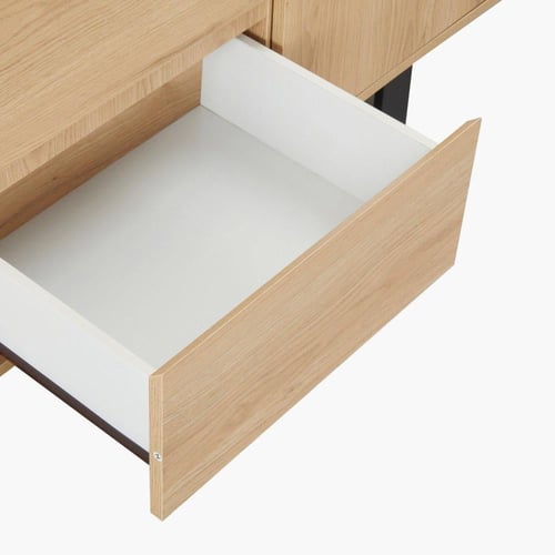 طقم طاولة سفرة بتصميم U خشب هندسي بيج مع 6 كراسي ق...