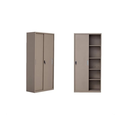 دولاب مكتبي روزا سحاب درفتين 5 رفوف حديد - بيج