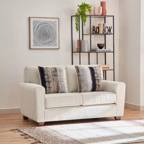 كنبة أوريتّا مقعدين ووسادتين قماش كتان لون كريمي ب...