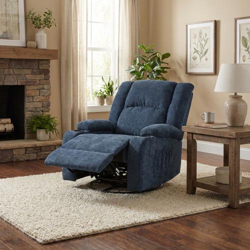 كرسي استرخاء دوار لورينزا قماش شانيل لون ازرق غامق...