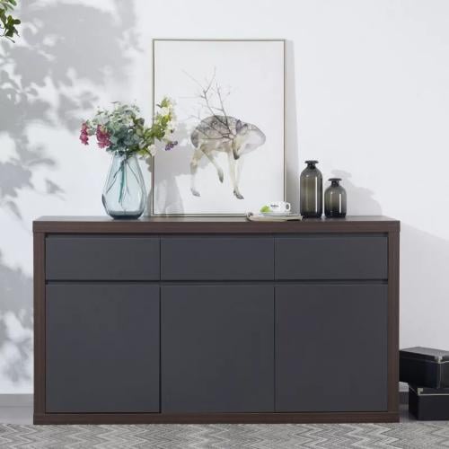 خزانة بوفيه جانبية بيرينزا خشب هندسي اسود بهيكل بن...