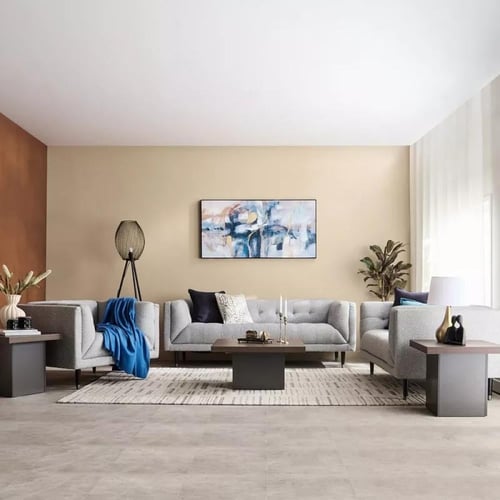 كنبة كاليستا بـمقعدين قماش بوكيله لون رمادي و رماد...