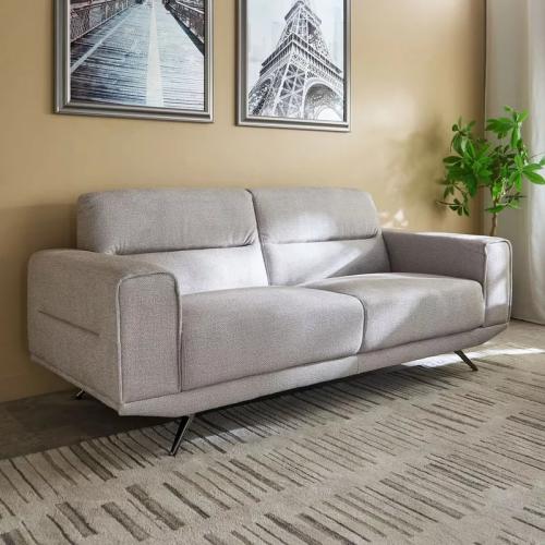 كنبة جون 3 مقاعد قماش بوكيلة لون رمادي بارجل معدني...