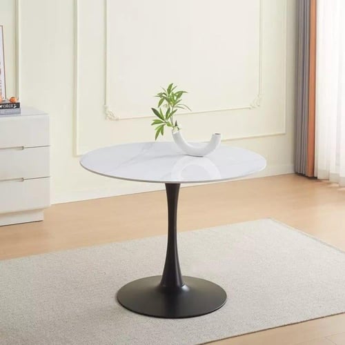 طقم طاولة سفرة مستديرة حجر ملبد 2 كراسي قماش بوكيل...