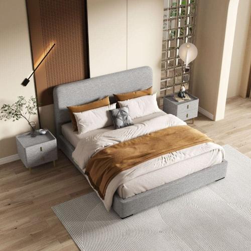 سرير بلانت منجد بالكامل بوكليه لون رمادي