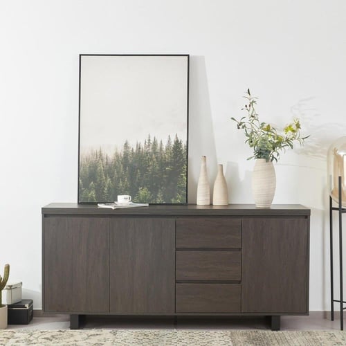 طقم طاولة سفرة بتصميم U خشب هندسي مع 6 كراسي قماش...