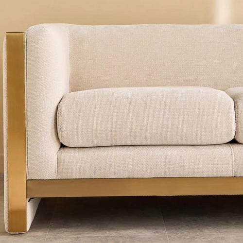 كنبة أوليفارا و مقعدين مع وسادتين قماش لون كريمي و...