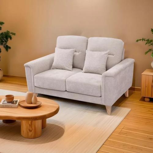 كنبة فيورنا مقعدين مع 2 وسادة قماش لون رمادي فاتح...