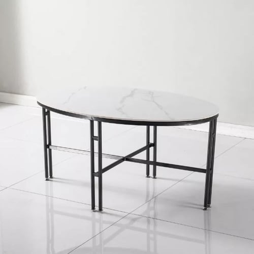 طاولة قهوة ألفيورا سطح من الحجر الملبد هيكل معدني...