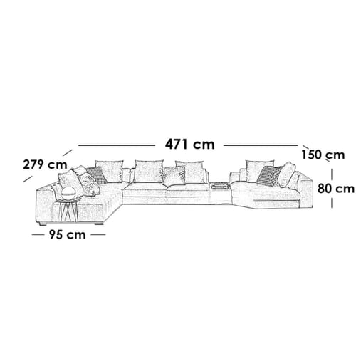 كنب زاوية ميرونا على شكل حرف L - قماش شانيل بني فا...